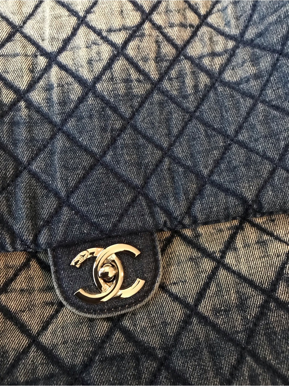 CHANEL Denim Quilted Shoulder tote crossbody Bag in Deep Blue XL - Picture 3 of 16